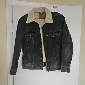 Levi's Distressed Denim Sherpa L, Small, Dark Grey